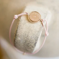 Online HappyBulle Bracelet personnalisé cordon médaille réversible Eternelle gravée plaqué or 2 trous 16 mm - x Capucine Plaqué or 18k