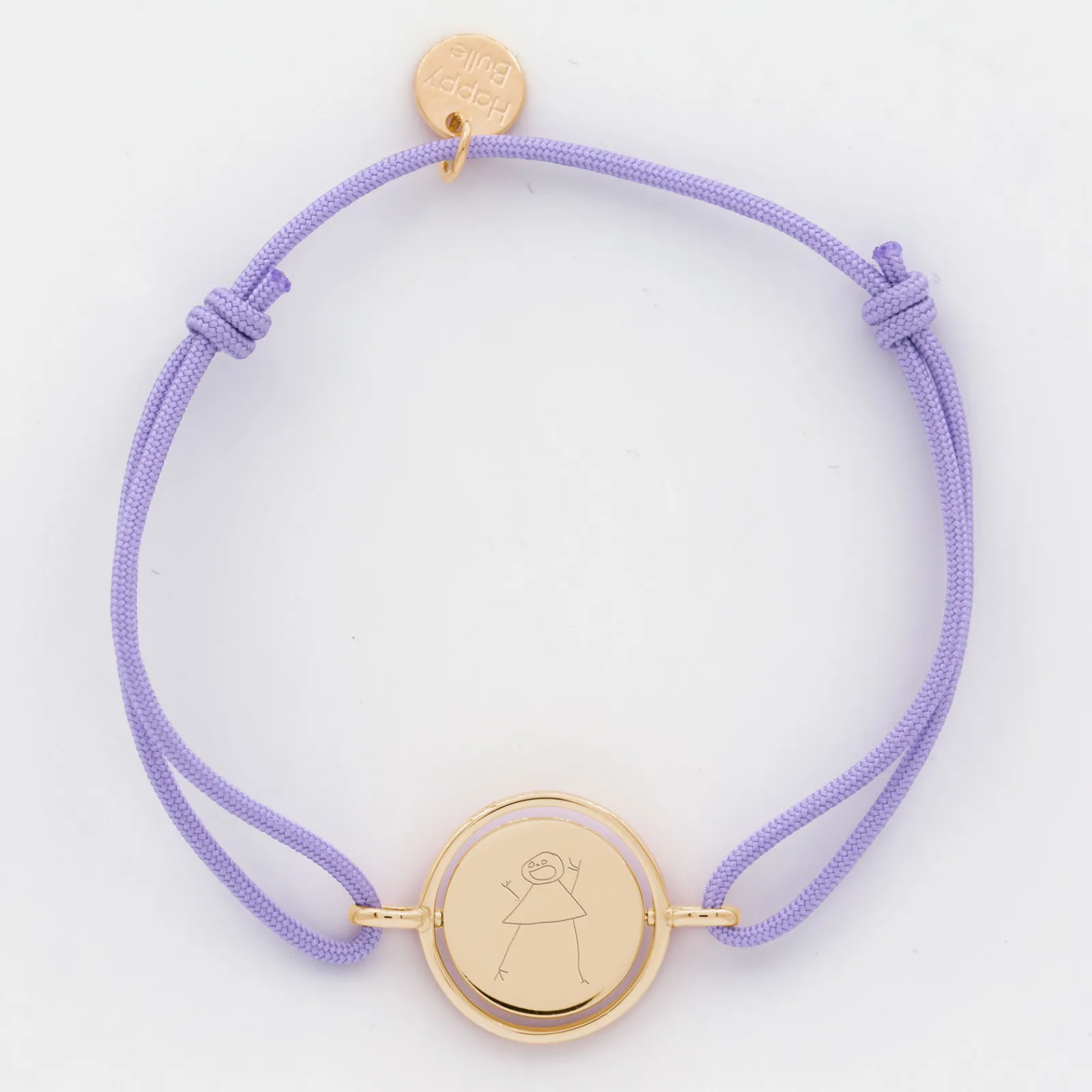 Online HappyBulle Bracelet personnalisé cordon médaille réversible Eternelle gravée plaqué or 2 trous 16 mm - x Capucine Plaqué or 18k