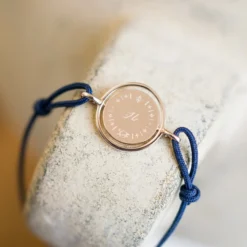 Online HappyBulle Bracelet personnalisé cordon médaille réversible Eternelle gravée plaqué or 2 trous 16 mm - x Capucine Plaqué or 18k