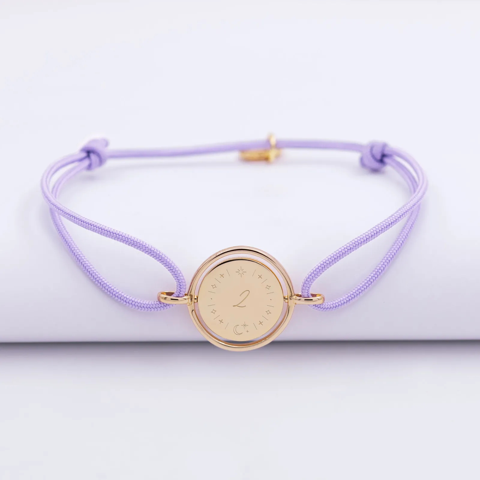 Online HappyBulle Bracelet personnalisé cordon médaille réversible Eternelle gravée plaqué or 2 trous 16 mm - x Capucine Plaqué or 18k