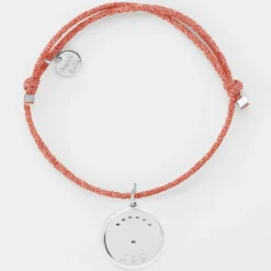Clearance HappyBulle Bracelet personnalisé cordon pailleté médaille Lune zircons crépuscule gravée argent 16 mm Argent rhodié 925