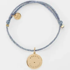 Discount HappyBulle Bracelet personnalisé cordon pailleté médaille Lune zircons crépuscule gravée plaqué or 16 mm Plaqué or 18k