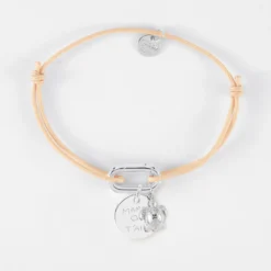New HappyBulle Bracelet personnalisé cordon mousqueton 17x11 mm médaille gravée argent 15 mm et breloque(s) summer - à composer Argent rhodié 925