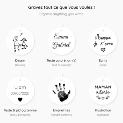 Clearance HappyBulle Bracelet personnalisé cordon pailleté médaille gravée plaqué or 15 mm et breloque rectangle zircon plaqué or 9 mm