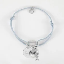 Online HappyBulle Bracelet personnalisé cordon mousqueton perle 17x11 mm médaille gravée argent 15 mm et breloque(s) summer - à composer Argent rhodié 925