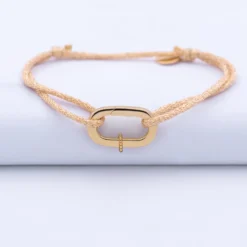 Discount HappyBulle Bracelet personnalisé cordon pailleté collection Chapitre mousqueton 11x19 mm plaqué or - à composer Plaqué or 18k