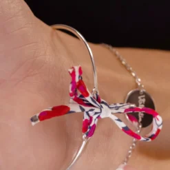 Best HappyBulle Bracelet personnalisé jonc argent et cordon Liberty médaille gravée 15 mm Argent rhodié 925