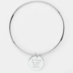 Hot HappyBulle Bracelet personnalisé jonc argent médaille gravée 19 mm Argent rhodié 925