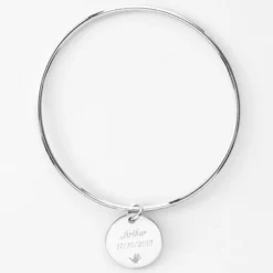 Discount HappyBulle Bracelet personnalisé jonc argent médaille soleil coeur bombé gravée 19 mm Argent rhodié 925