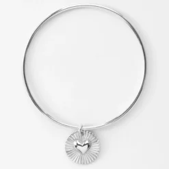 Discount HappyBulle Bracelet personnalisé jonc argent médaille soleil coeur bombé gravée 19 mm Argent rhodié 925