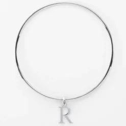Sale HappyBulle Bracelet personnalisé jonc argent médaille initiale 14 mm Argent rhodié 925