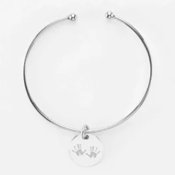 Clearance HappyBulle Bracelet personnalisé jonc ouvert argent médaille gravée 15 mm Argent rhodié 925