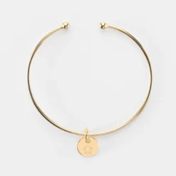 Online HappyBulle Bracelet personnalisé jonc ouvert boules plaqué or médaille gravée 10 mm Plaqué or 18k