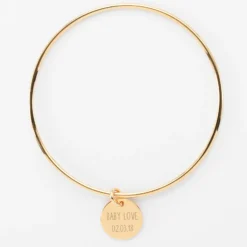 Discount HappyBulle Bracelet personnalisé jonc plaqué or médaille gravée 15 mm Plaqué or 18k