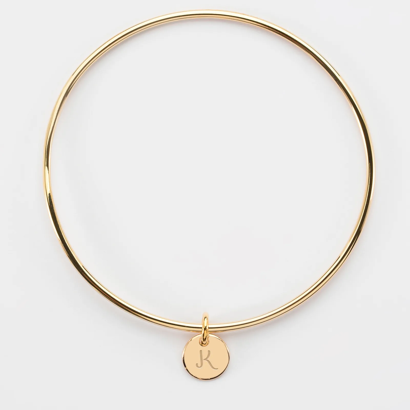 Discount HappyBulle Bracelet personnalisé jonc plaqué or médaille gravée initiale 10 mm Plaqué or 18k