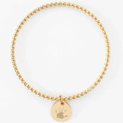 New HappyBulle Bracelet personnalisé jonc torsadé plaqué or médaille gravée 15 mm
