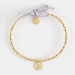 Discount HappyBulle Bracelet personnalisé jonc tressé plaqué or et cordon médaille gravée 10 mm