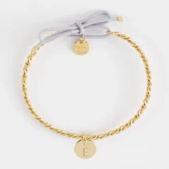 Discount HappyBulle Bracelet personnalisé jonc tressé plaqué or et cordon médaille gravée 10 mm