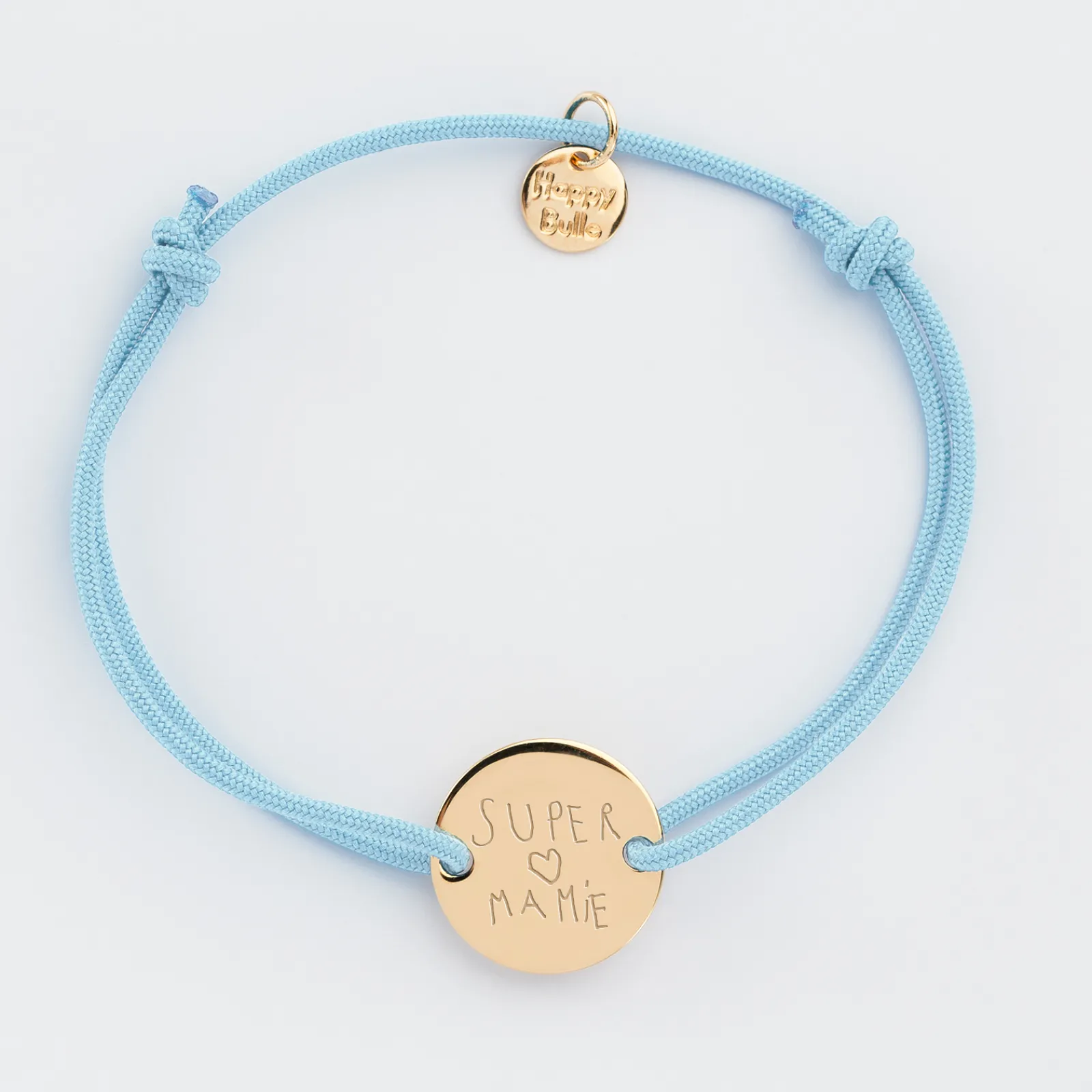 HappyBulle Bracelet personnalisé médaille gravée plaqué or 2 trous 15mm Plaqué or 18k