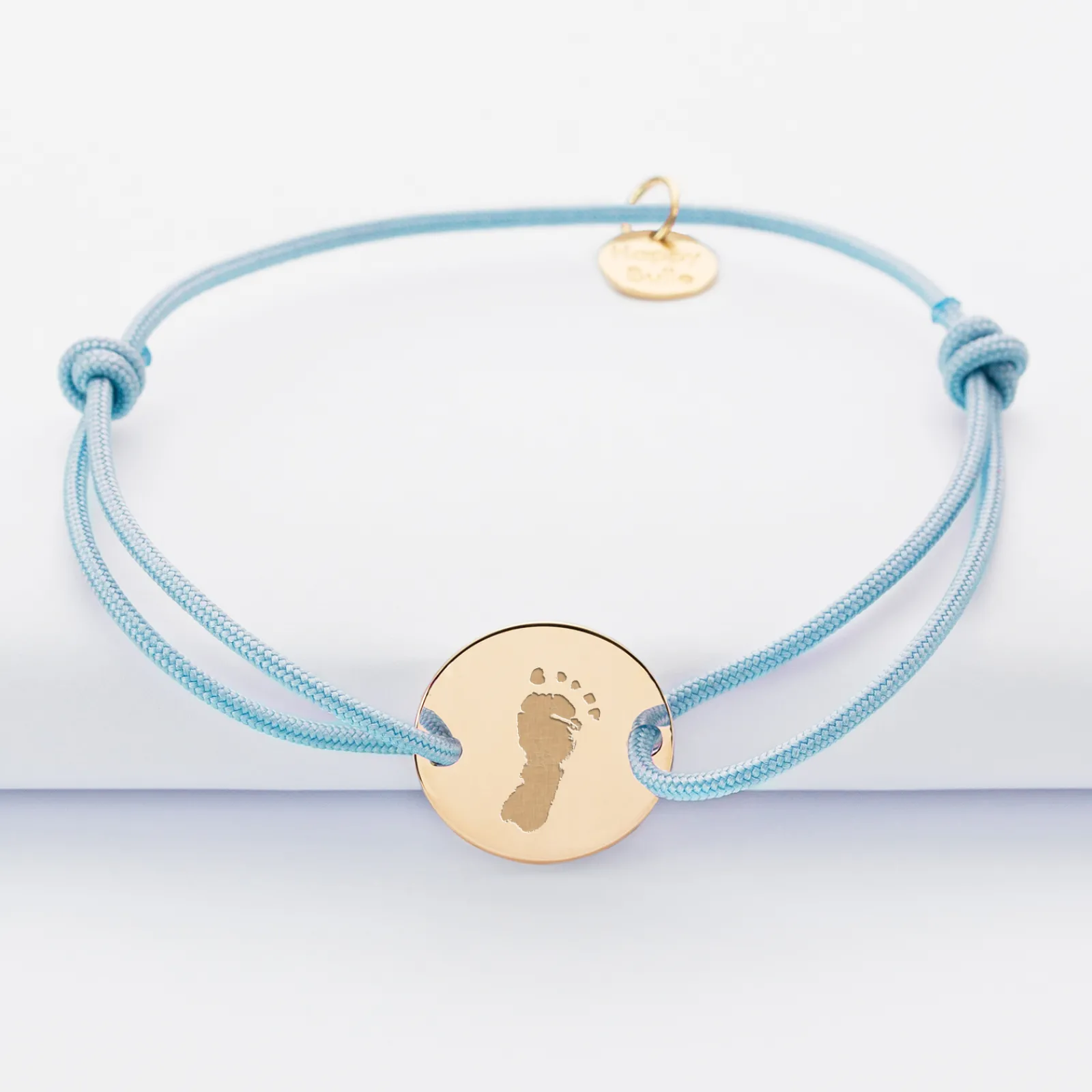 HappyBulle Bracelet personnalisé médaille gravée plaqué or 2 trous 15mm Plaqué or 18k