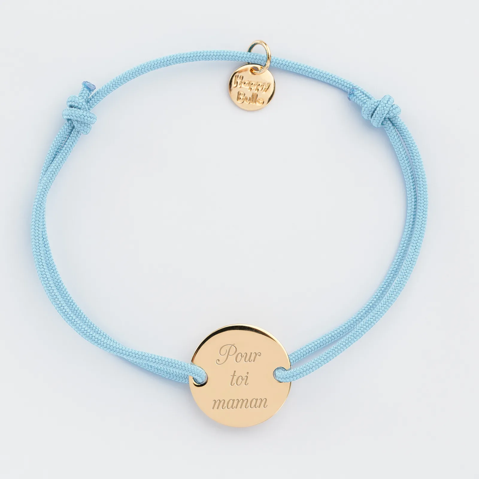 HappyBulle Bracelet personnalisé médaille gravée plaqué or 2 trous 15mm Plaqué or 18k