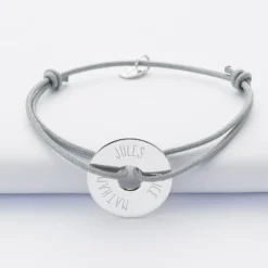 Online HappyBulle Bracelet personnalisé médaille gravée argent cible 20mm Argent rhodié 925