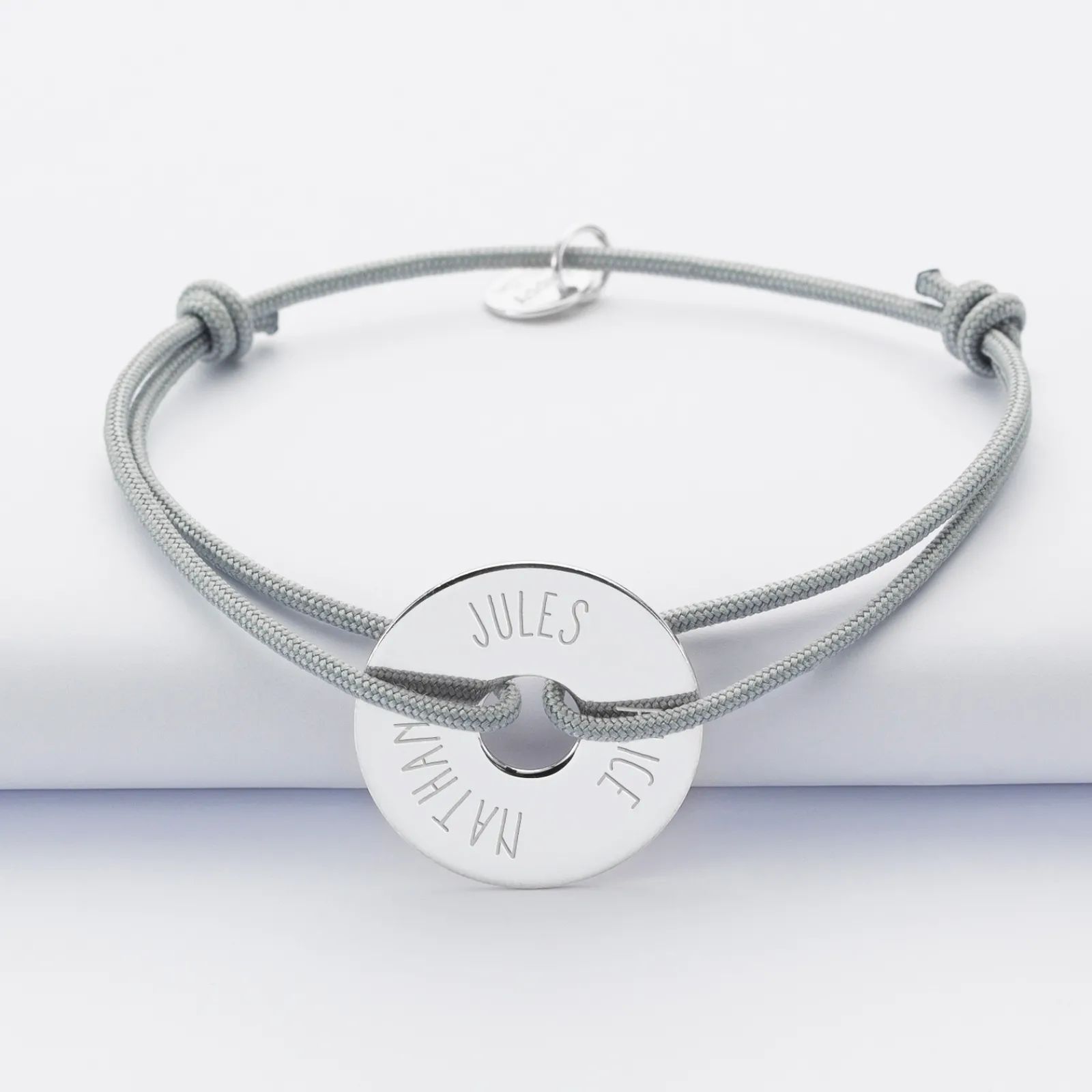 Online HappyBulle Bracelet personnalisé médaille gravée argent cible 20mm Argent rhodié 925