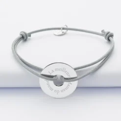 Online HappyBulle Bracelet personnalisé médaille gravée argent cible 20mm Argent rhodié 925