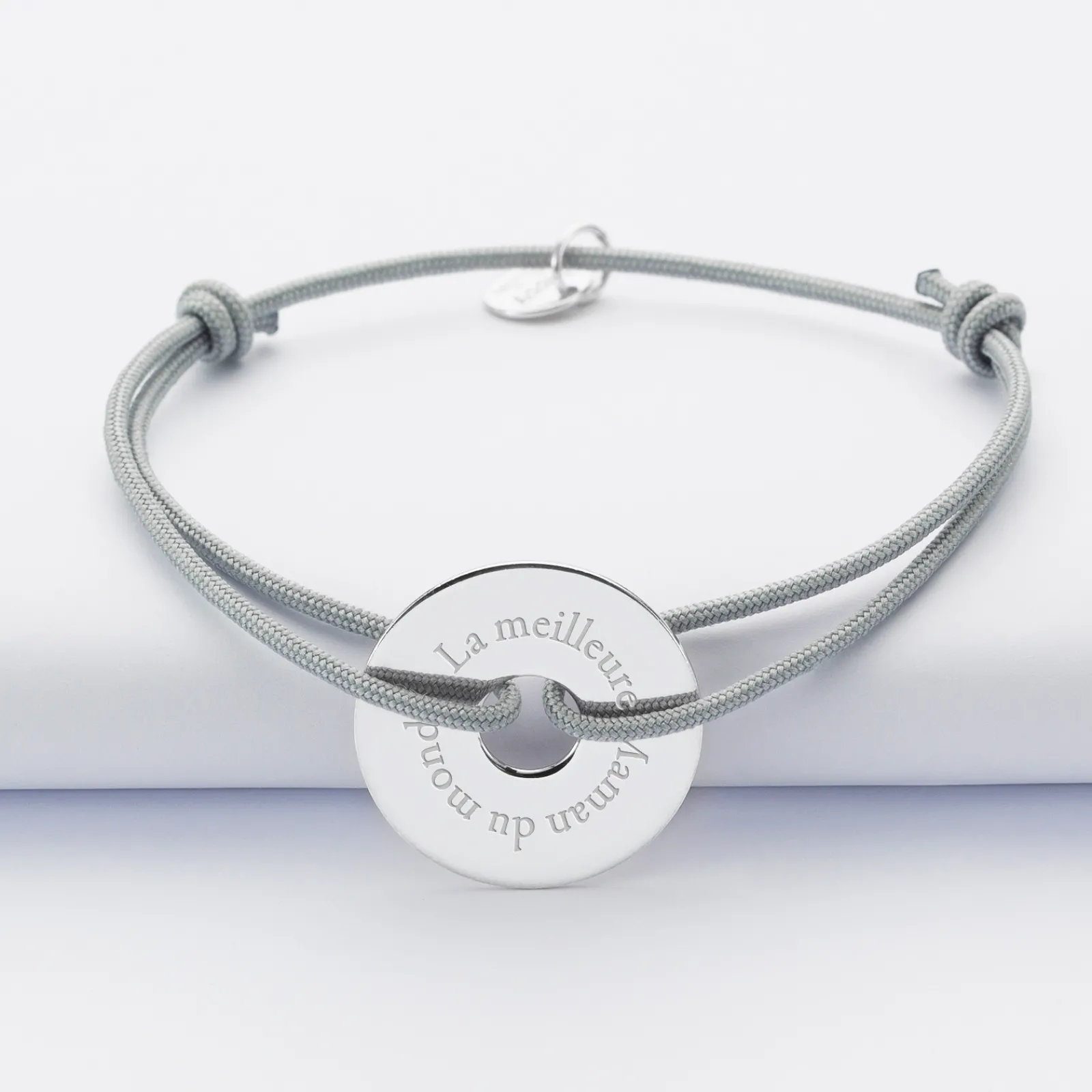 Online HappyBulle Bracelet personnalisé médaille gravée argent cible 20mm Argent rhodié 925