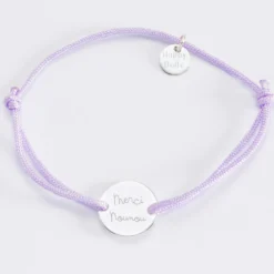 Discount HappyBulle Bracelet personnalisé médaille gravée argent 2 trous 15mm Argent rhodié 925