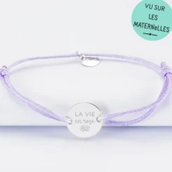 Discount HappyBulle Bracelet personnalisé médaille gravée argent 2 trous 15mm Argent rhodié 925