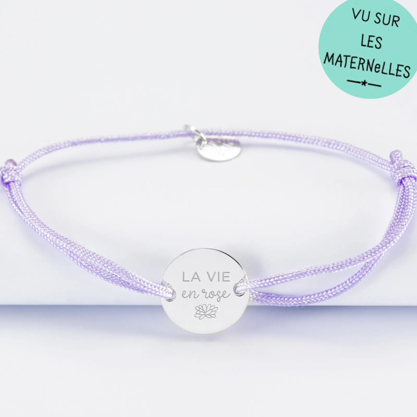 Discount HappyBulle Bracelet personnalisé médaille gravée argent 2 trous 15mm Argent rhodié 925