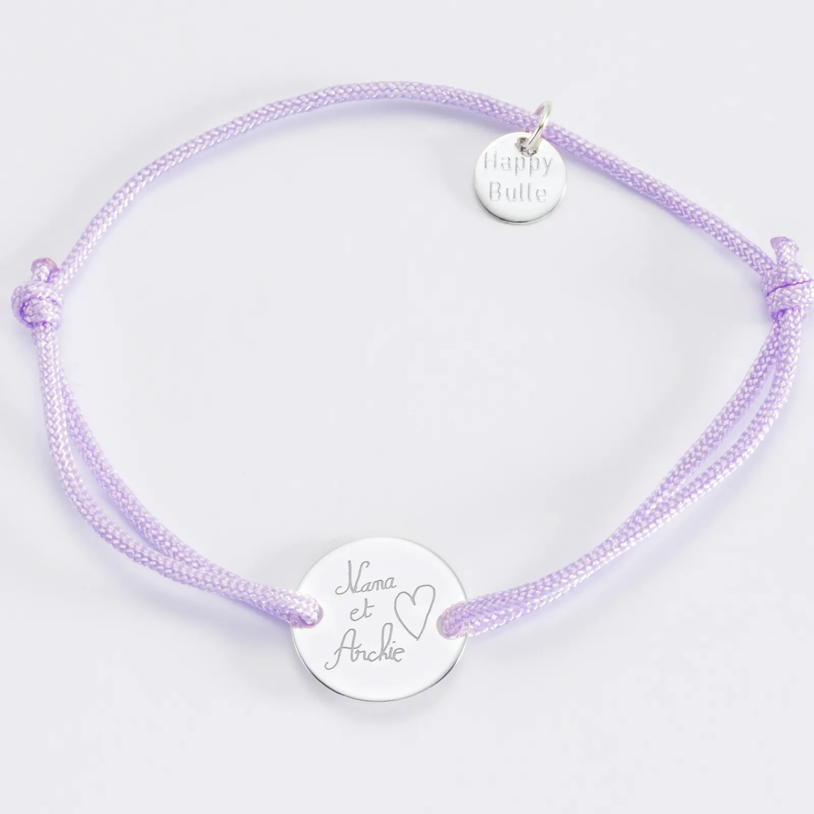 Discount HappyBulle Bracelet personnalisé médaille gravée argent 2 trous 15mm Argent rhodié 925