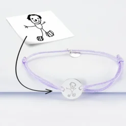 Discount HappyBulle Bracelet personnalisé médaille gravée argent 2 trous 15mm Argent rhodié 925