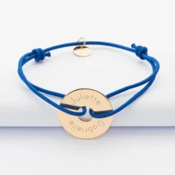 Sale HappyBulle Bracelet personnalisé médaille gravée plaqué or cible 20mm Plaqué or 18k