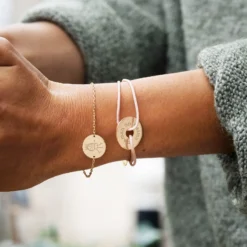 Sale HappyBulle Bracelet personnalisé médaille gravée plaqué or cible 20mm Plaqué or 18k