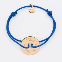 Sale HappyBulle Bracelet personnalisé médaille gravée plaqué or cible 20mm Plaqué or 18k