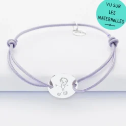 HappyBulle Bracelet personnalisé médaille gravée argent 2 trous 15mm - Nos petits imparfaits Argent rhodié 925