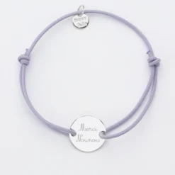 HappyBulle Bracelet personnalisé médaille gravée argent 2 trous 15mm - Nos petits imparfaits Argent rhodié 925