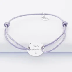 HappyBulle Bracelet personnalisé médaille gravée argent 2 trous 15mm - Nos petits imparfaits Argent rhodié 925