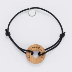 HappyBulle Bracelet personnalisé médaille gravée cible coeur 21 mm Bois
