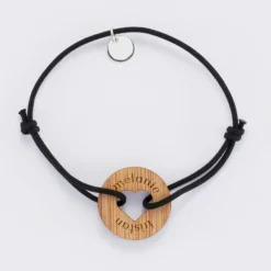 HappyBulle Bracelet personnalisé médaille gravée cible coeur 21 mm Bois
