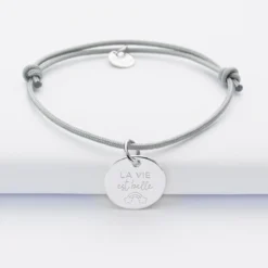 Sale HappyBulle Bracelet personnalisé médaille gravée argent dormeuse 15mm - édition spéciale 