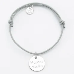Best HappyBulle Bracelet personnalisé médaille gravée argent dormeuse 15mm - Nos petits imparfaits