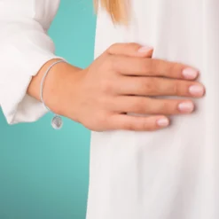 Best HappyBulle Bracelet personnalisé médaille gravée argent dormeuse 15mm - Nos petits imparfaits
