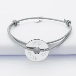 Clearance HappyBulle Bracelet personnalisé médaille gravée argent cible 20mm - Nos petits imparfaits Argent rhodié 925