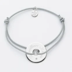Clearance HappyBulle Bracelet personnalisé médaille gravée argent cible 20mm - Nos petits imparfaits Argent rhodié 925
