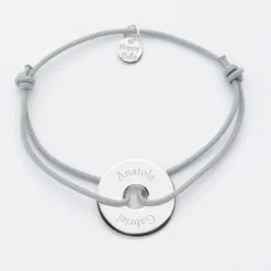 Clearance HappyBulle Bracelet personnalisé médaille gravée argent cible 20mm - Nos petits imparfaits Argent rhodié 925
