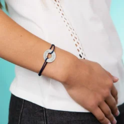 Hot HappyBulle Bracelet personnalisé médaille gravée argent cible coeur 21 mm - Nos petits imparfaits Argent rhodié 925