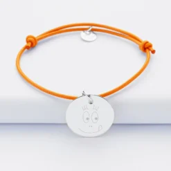 Online HappyBulle Bracelet personnalisé médaille gravée argent dormeuse 19mm - x Barbapapa Argent rhodié 925